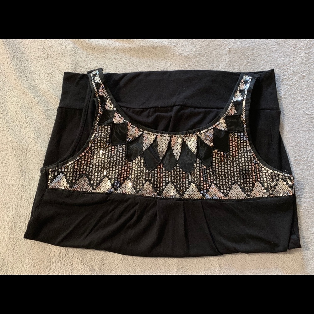Black silver sequined top